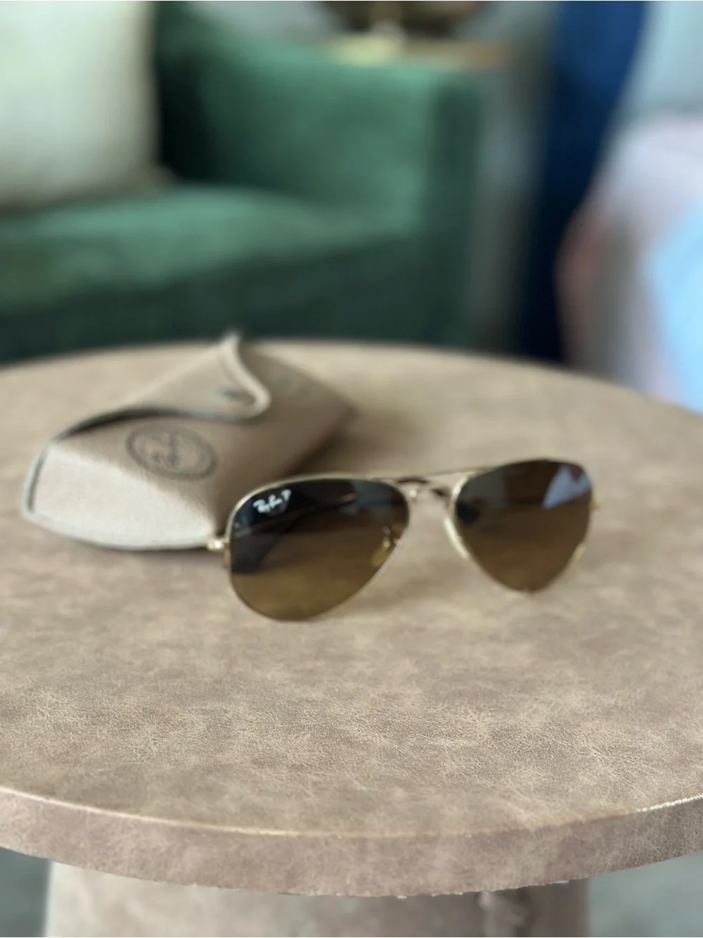 Ray-Ban Gold Aviator Sunglasses with Brown Polarized Lenses